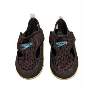 Speedo Swim Shoes Unisex Med 7/8 Kids Hybrid Black/Blue Water Shoes